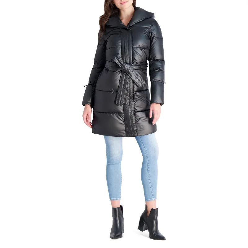 Via Spiga Women's Quilted Mid-Length Puffer Coat with Belted Waist Padded Ski Jacket Via Spiga Women's Quilted Mid-Length Puffer Coat with Belted Waist Padded Ski Jacket