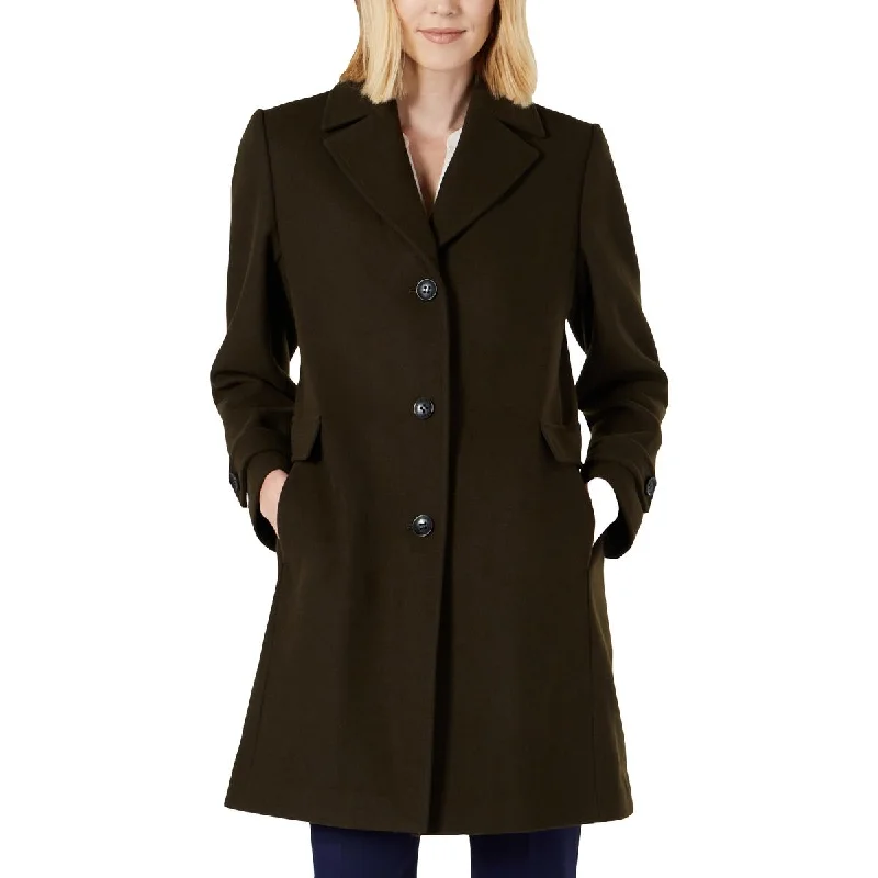 Vince Camuto Womens Warm Midi Wool Coat Cozy Fleece Hoodie