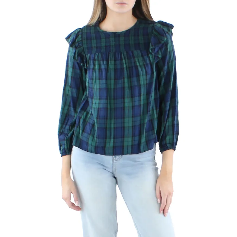 Vineyard Vines Womens Ruffles Smocking Pullover Top Saggy Sleeve Comfort