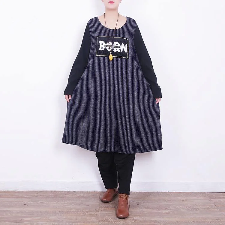 vintage black blue striped knit dresses casual O neck winter dresses Elegant patchwork Letter pullover Shawl Collar Sweater vintage black blue striped knit dresses casual O neck winter dresses Elegant patchwork Letter pullover Shawl Collar Sweater