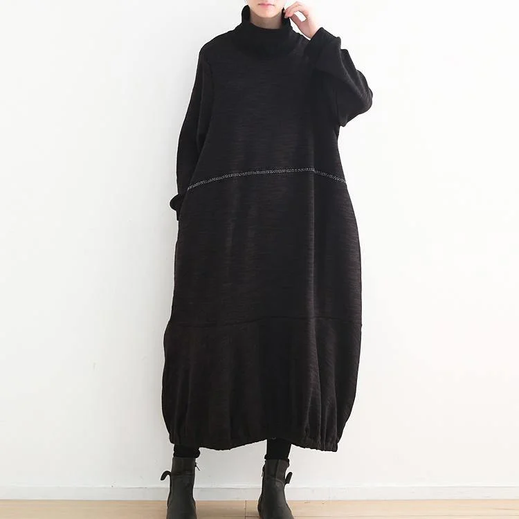 vintage black long sweaters plus size high neck pullover sweater 2018 baggy dresses sweater Jewel Neck Pullover