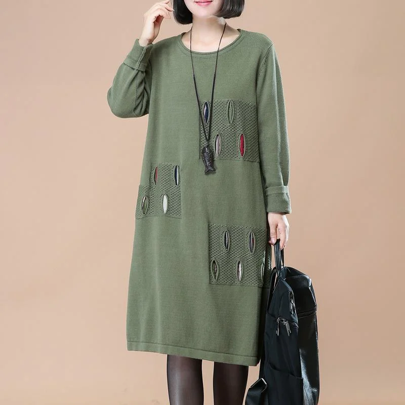 vintage green split knit dress trendy plus size long knit sweaters women patchwork pullover sweater Plunging Neck Pullover vintage green split knit dress trendy plus size long knit sweaters women patchwork pullover sweater Plunging Neck Pullover