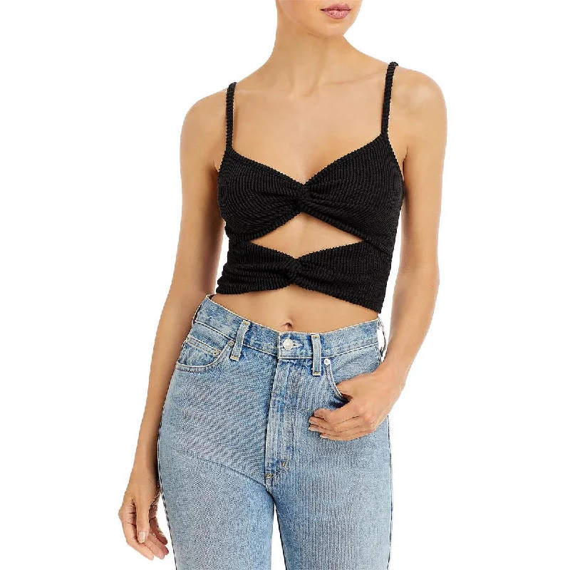 Vintage Havana Womens Twist Front Cut-Out Tank Top cropped tank top