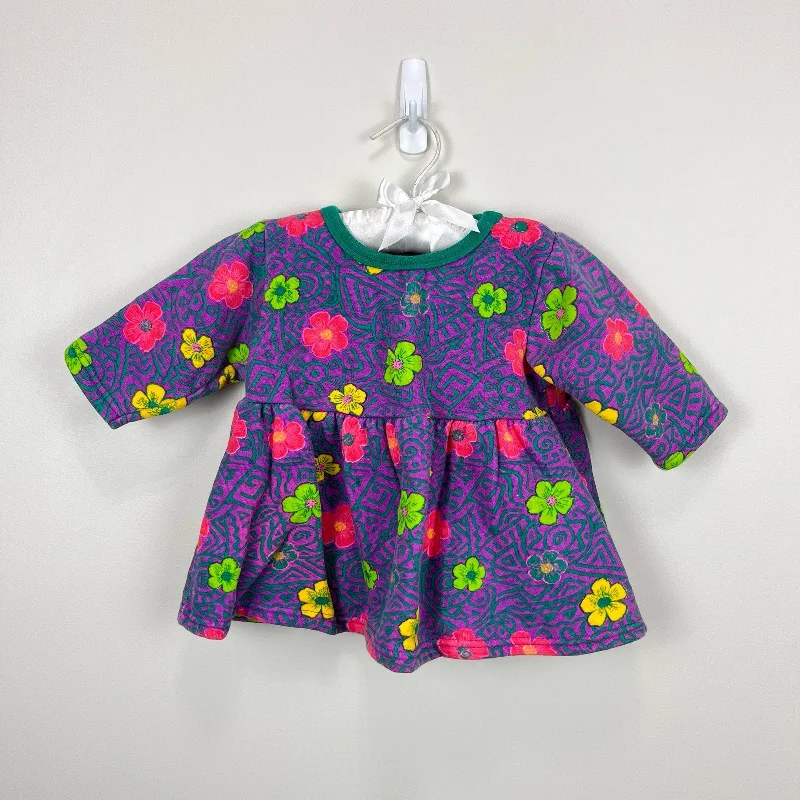 Vintage The Place Purple Floral Sweatshirt Dress M 12-18 Months Hoodie with Mesh Breathable Sporty