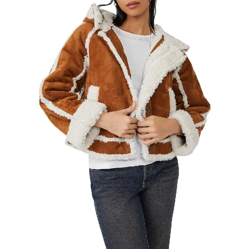 We The Free Womens Hooded Cold Weather Faux Fur Coat Classic Riding Jacket