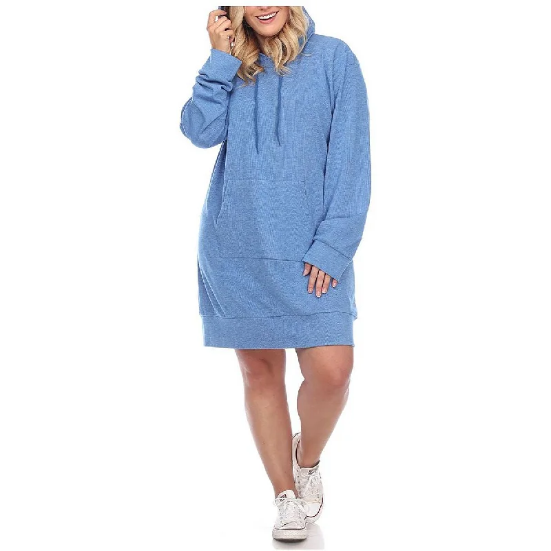 White Mark Womens Plus Hooded Mini Sweatshirt Dress Hoodie with Side Slits Relaxed Casual White Mark Womens Plus Hooded Mini Sweatshirt Dress Hoodie with Side Slits Relaxed Casual