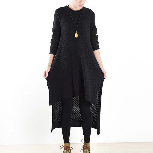 winter black low high knit dresses plus size casual long sweaters knit pullover High Neck Pullover winter black low high knit dresses plus size casual long sweaters knit pullover High Neck Pullover