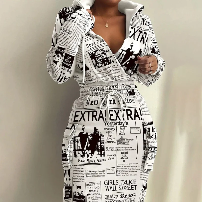 Women's Casual Long Sleeve Sweatshirt Dress Hoodie with Hem Contrast Bold Stylish
