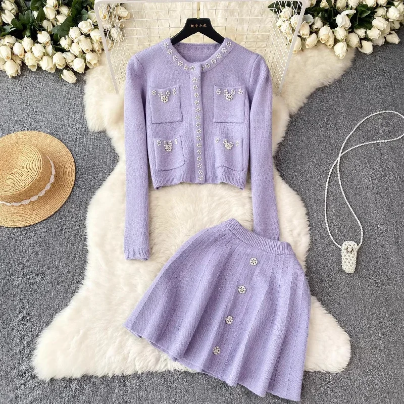 women's knitted cardigans, short skirts, two-piece skirts S4524 Elasticated Padded Insulated women's knitted cardigans, short skirts, two-piece skirts S4524 Elasticated Padded Insulated
