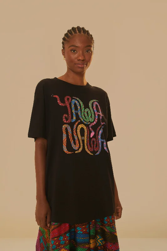 Yawanawa Relaxed T-Shirt Satin Fabric Silk Fabric Chiffon Fabric