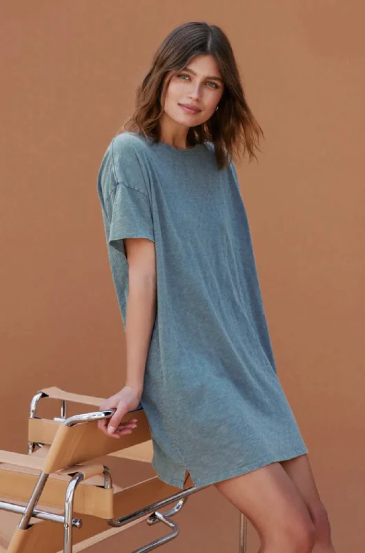 ZSUPPLY RELAXED T-SHIRT DRESS V-Neck T-Shirt Long Sleeve Cotton