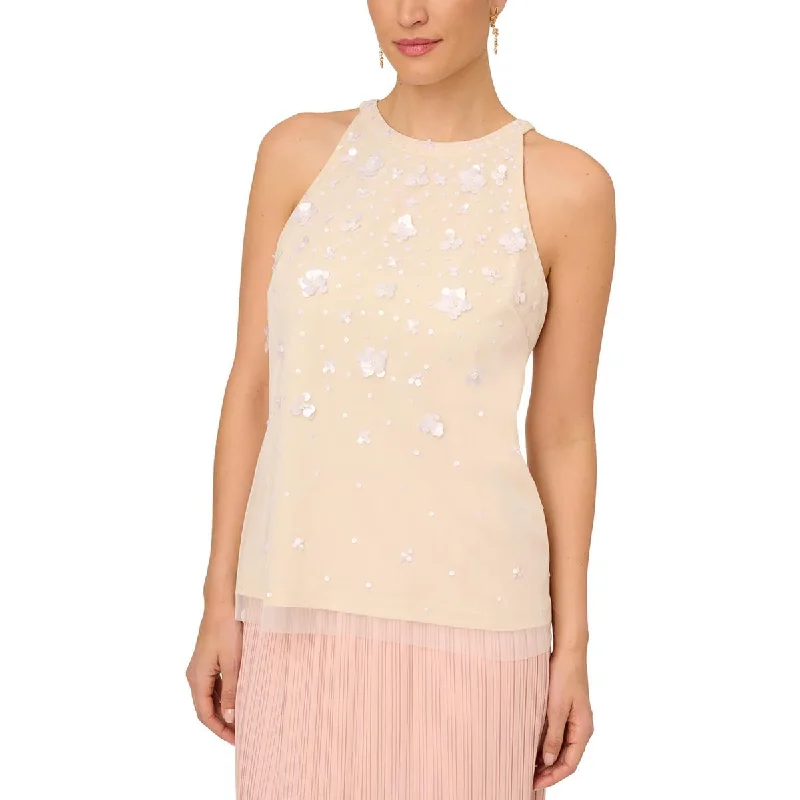 Adrianna Papell Womens Trapeze Sequins Tank Top lace tank top
