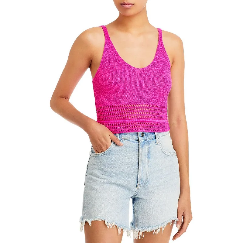 Aqua Womens Pointelle Scoop-Neck Tank Top trendy tank top