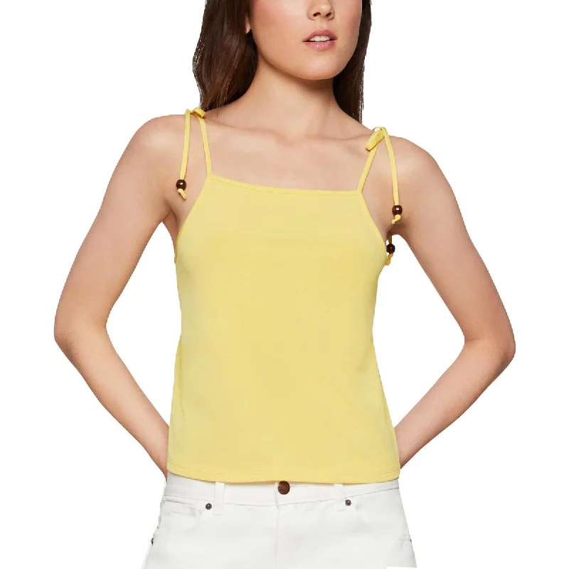 BCBGeneration Women's Beaded Tie Strap Square Neck Cami Tank Top pastel tank top