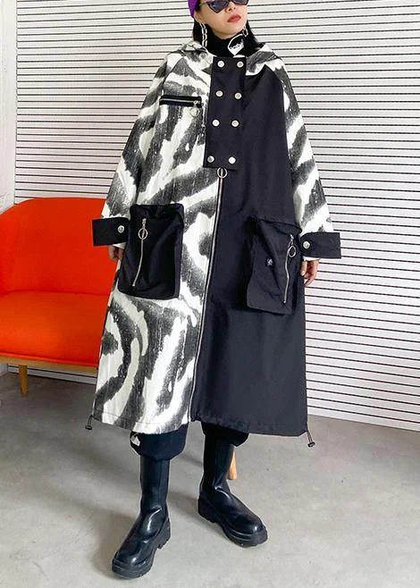 Bohemian  Plus Size tunic coat Wardrobes hooded zippered fall coats Stretch Fit Moto Jacket