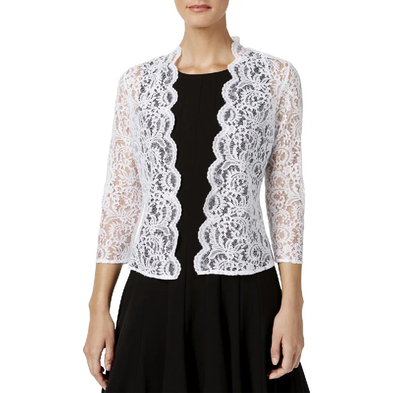 Calvin Klein Womens Lace Open Front Cardigan Top Fleece Fabric Down Fabric Feather Fabric