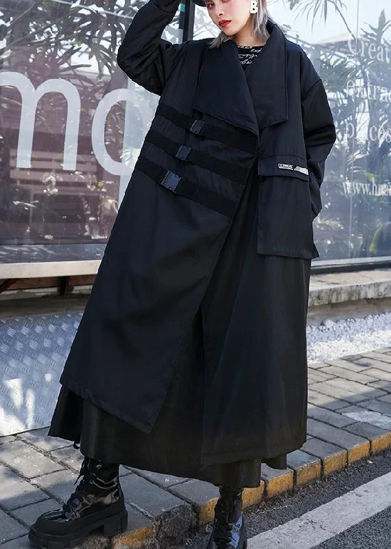 Classy black Fashion coats women blouses Work Outfits asymmetric pockets outwear Belted Midi-Length Coat Classy black Fashion coats women blouses Work Outfits asymmetric pockets outwear Belted Midi-Length Coat