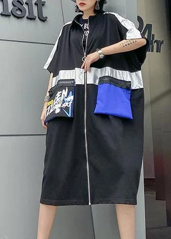Classy zippered pockets Fine trench coat black baggy summer coats Luxe Satin Long Coat