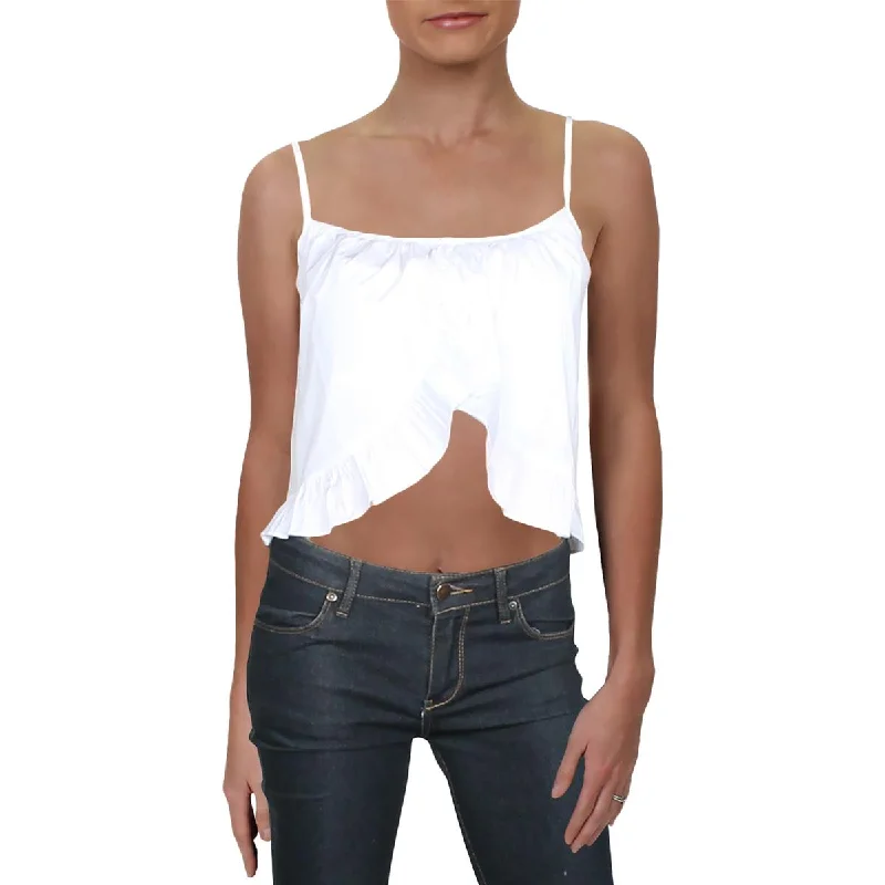 Danielle Bernstein Womens Cotton Blend Crop Tank Top halter tank top