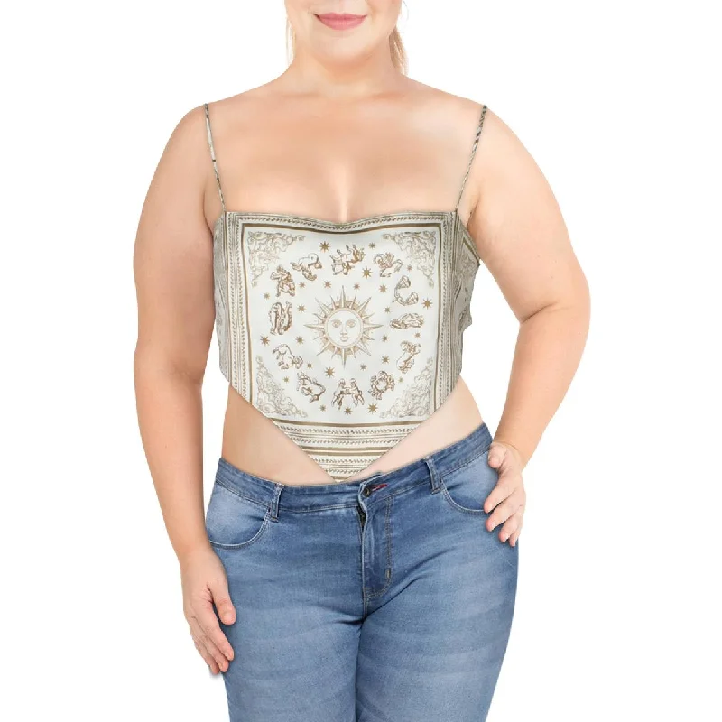 Danielle Bernstein Womens Handkerchief Cropped Tank Top flowy tank top
