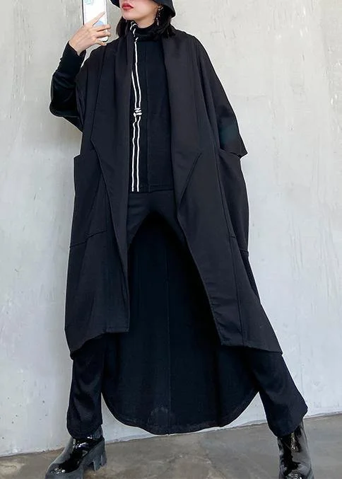 DIY tie waist asymmetric Fashion coat for woman black Art coats Waterproof Hiking Jacket DIY tie waist asymmetric Fashion coat for woman black Art coats Waterproof Hiking Jacket