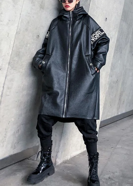 Elegant black Plus Size Coats Women Shirts hooded winter outwear Stylish Bomber Jacket