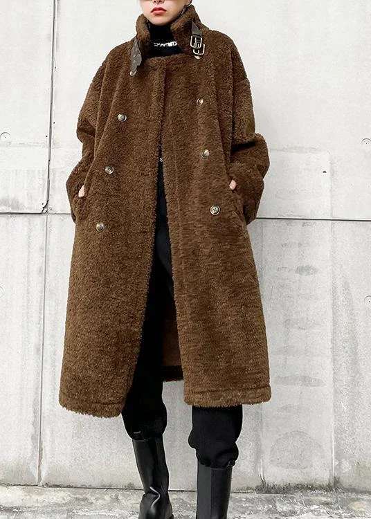 Elegant chocolate woolen coats Winter coat lapel pockets coats Modern Asymmetric Coat Elegant chocolate woolen coats Winter coat lapel pockets coats Modern Asymmetric Coat