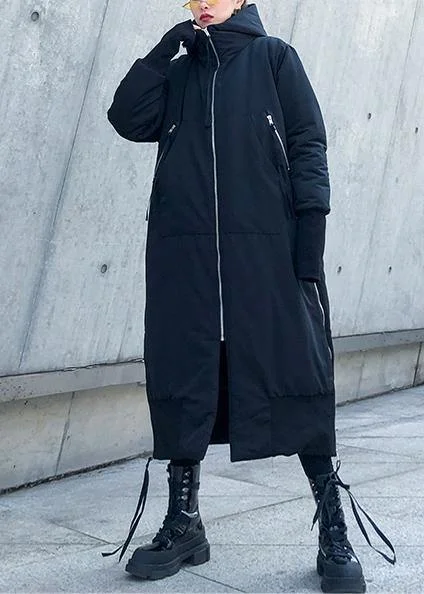 Fine black winter parkas oversize hooded zippered winter coats Reversible Quilted Jacket