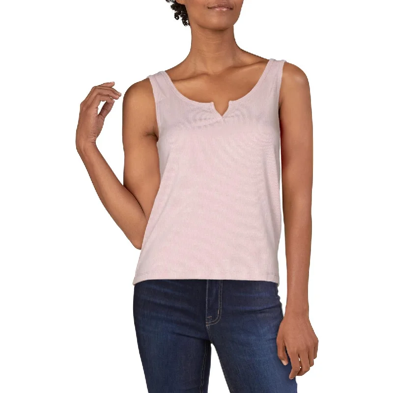 Hippie Rose Womens Juniors Ribbed Notched Neck Tank Top relaxed fit tank