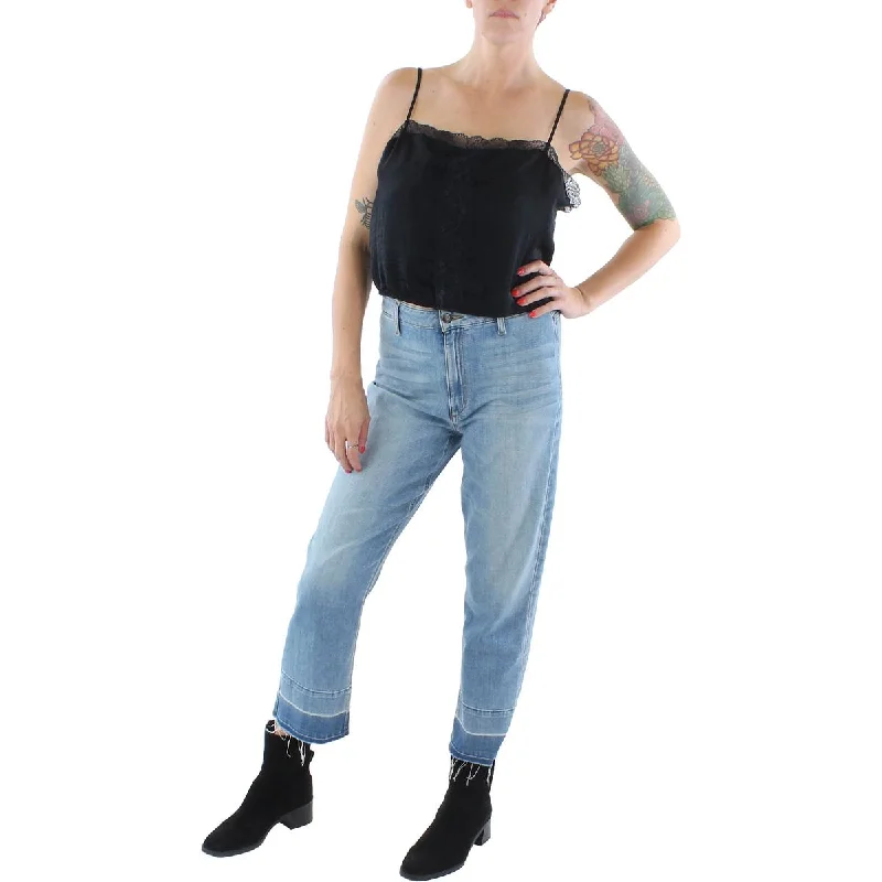 Hippie Rose Womens Lace Trim Cropped Tank Top crossback tank top