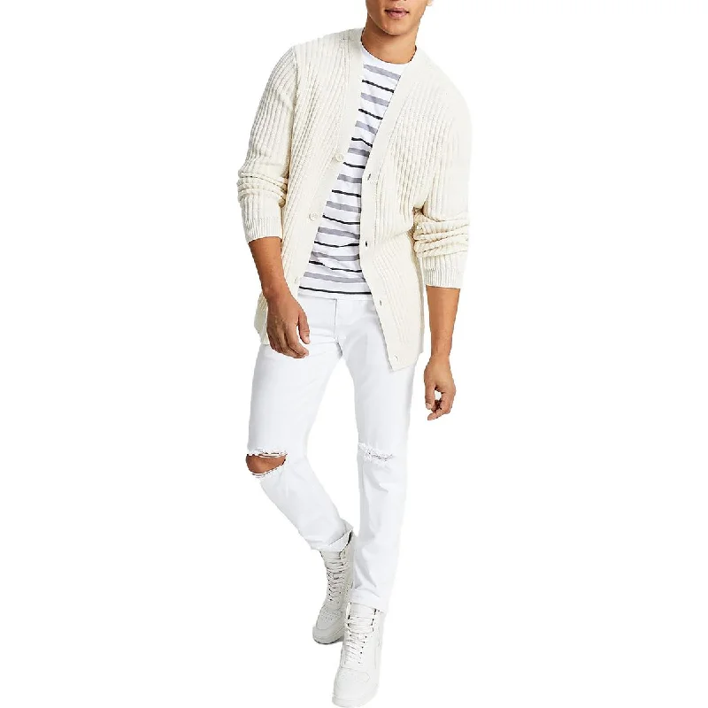 INC Mens Metallic V-Neck Cardigan Sweater Boxy Cardigan Fitted Cardigan A-Line