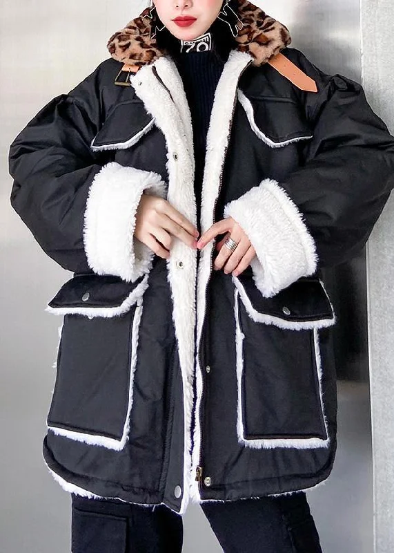 Italian black Fine clothes For Women Outfits patchwork leopard tie waist coats Ultra-Soft Sherpa Vest
