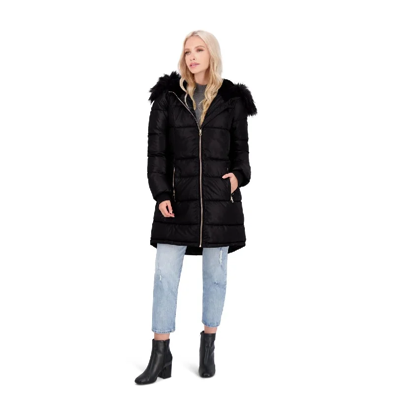 Jessica Simpson Puffer Coat For Women - Quilted Winter Coat w/ Faux Fur Hood Double-Breasted Trench Jessica Simpson Puffer Coat For Women - Quilted Winter Coat w/ Faux Fur Hood Double-Breasted Trench