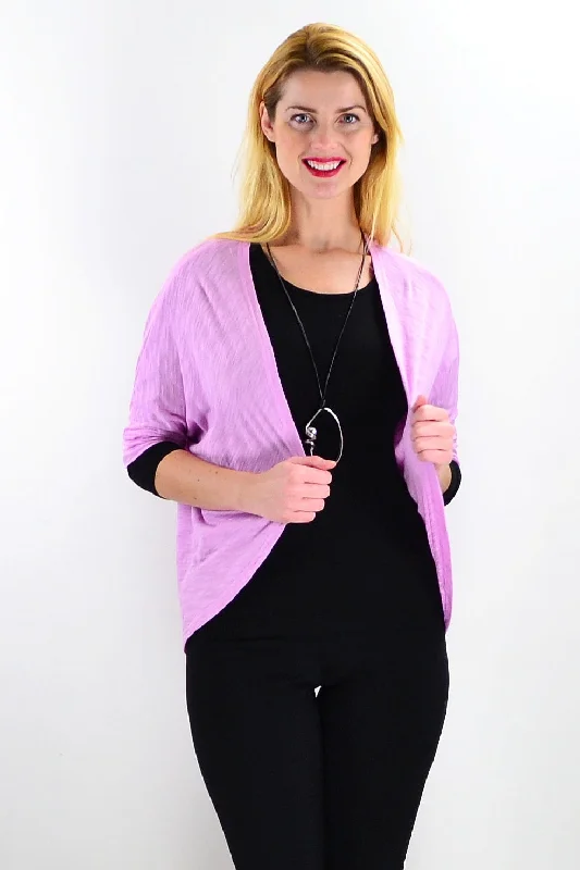 Lilac Mini Shrug Cardigan Satin Blend Silk Blend Wool Blend