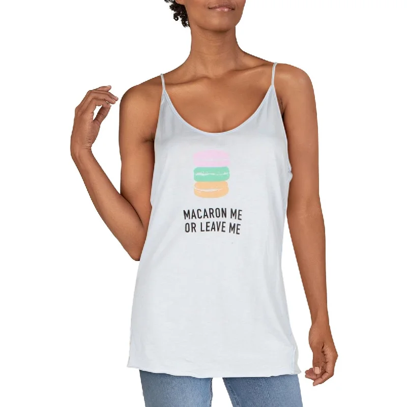 Michelle by Comune Womens Let's Roll Graphic Sleeveless Tank Top solid color tank