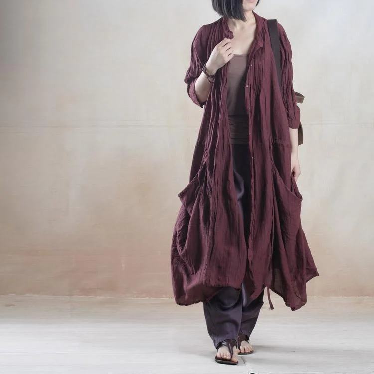 My dream - burgundy baggy long summer cardigan linen maxi coat linen sundress Unique design Mesh Fabric Canvas Fabric Denim Fabric My dream - burgundy baggy long summer cardigan linen maxi coat linen sundress Unique design Mesh Fabric Canvas Fabric Denim Fabric