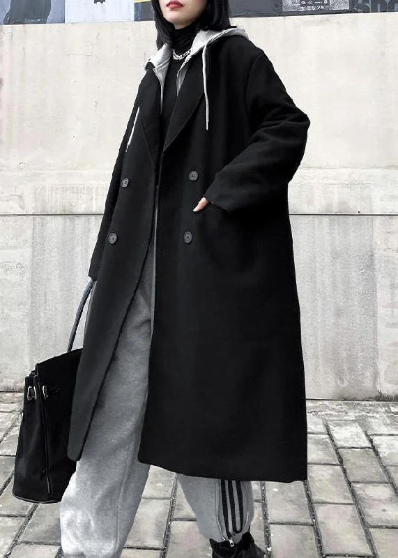 New black Woolen Coats Women plus size Notched false two pieces Winter coats Suede Fringe Jacket New black Woolen Coats Women plus size Notched false two pieces Winter coats Suede Fringe Jacket
