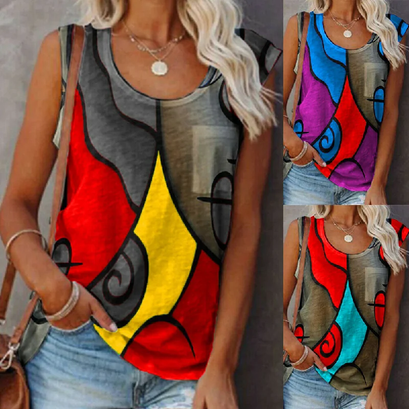 Women's Printed Sleeveless Vest Tank Tops cozy tank top