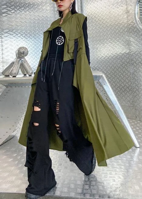 Organic stand collar tie waist Fine clothes For Women army green Knee coats Military-Inspired Jacket Organic stand collar tie waist Fine clothes For Women army green Knee coats Military-Inspired Jacket