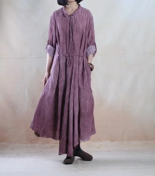 purple long linen maxi dress spring linen cardigan Front Pockets Side Pockets Patch Pockets purple long linen maxi dress spring linen cardigan Front Pockets Side Pockets Patch Pockets