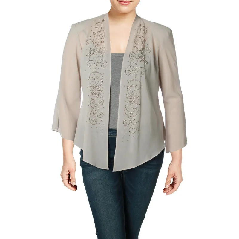 R&M Richards Womens Embellished Cardigan Top Rayon Fabric Velvet Fabric Corduroy Fabric R&M Richards Womens Embellished Cardigan Top Rayon Fabric Velvet Fabric Corduroy Fabric