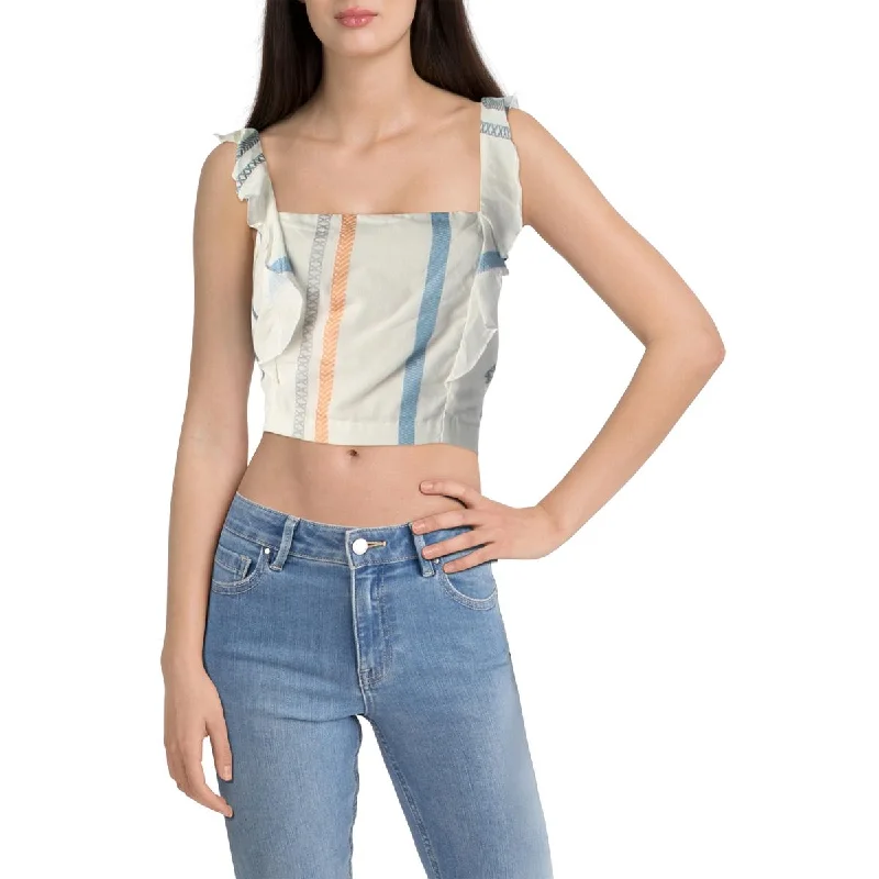Red Carter Womens Cotton Cropped Tank Top fitted tank top