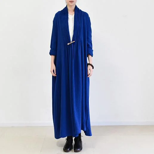 Rooyal blue plus size linen cardigans plus size maxi dress Tailored Straight A-Line