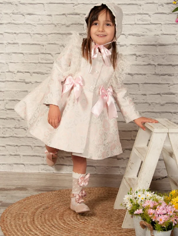 Sonata Pink Patterned Coat Fur-Lined Aviator Coat