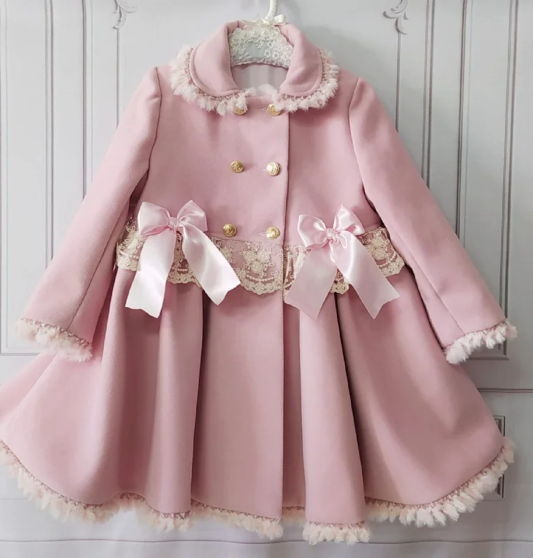 Sonata Pink Wool Coat Double-Layered Poncho