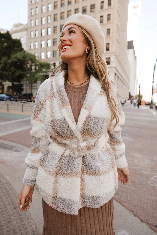 Stetson Coat in Plaid Draped Longline Jacket