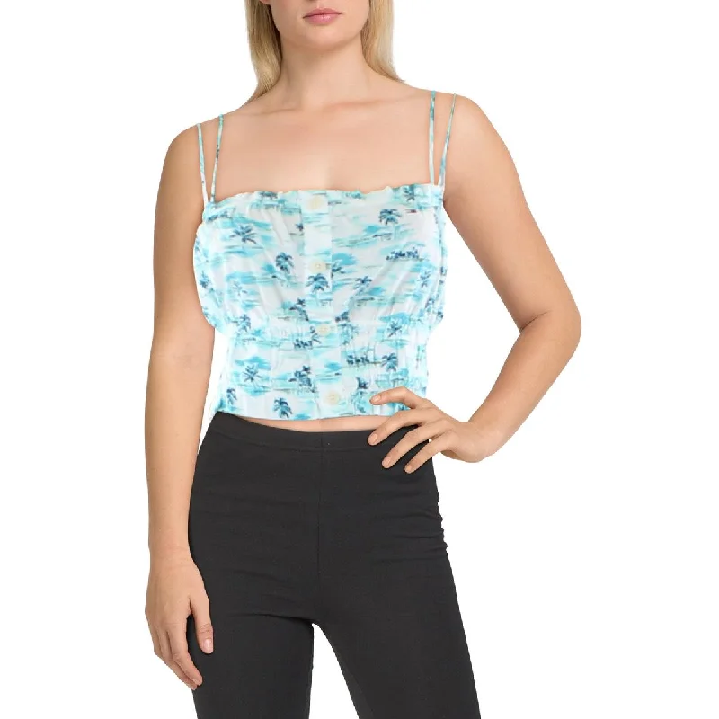 Tommy Jeans Womens Printed Smocked Tank Top bold tank top