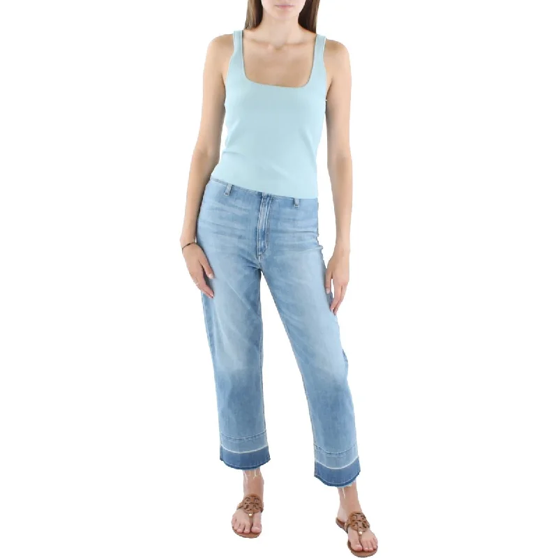 Vince Womens Square Neck Crop Tank Top striped tank top