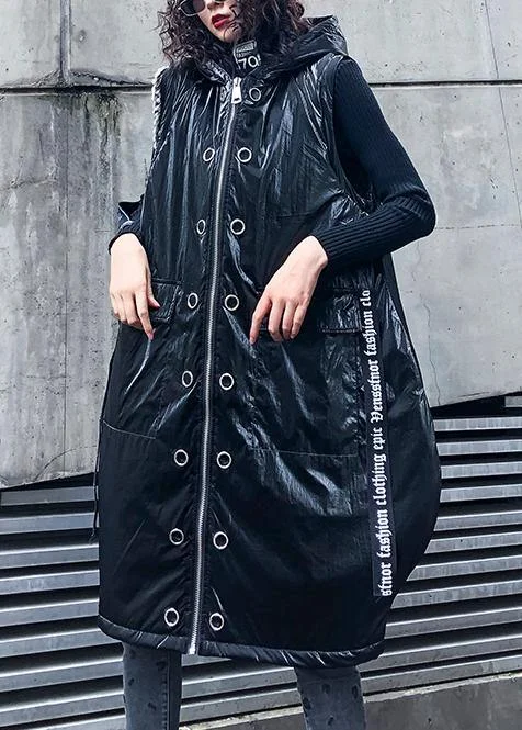women plus size sleeveless warm winter coat black hooded zippered women parka Soft Cashmere Wrap