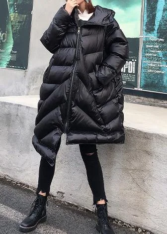 women plus size winter coats black hooded zippered womens parkas Lightweight Windbreaker